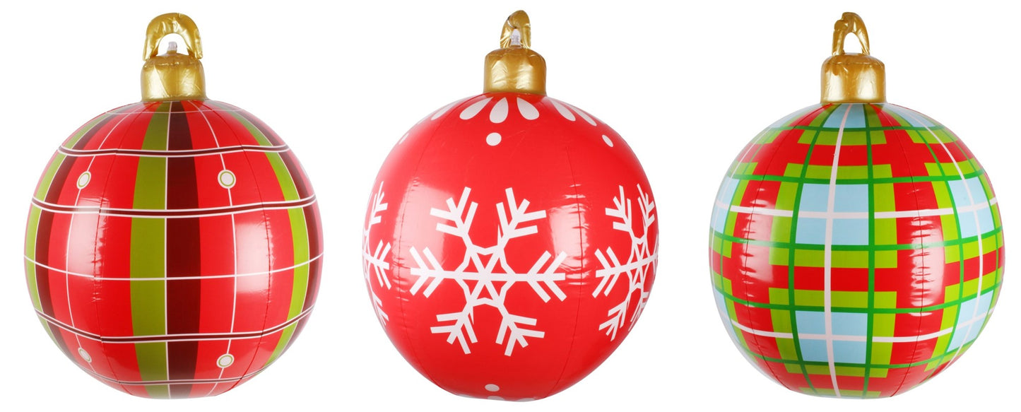 DECO BALLS XMAS 61CM INFLATABLE 3 ASST DESIGNS