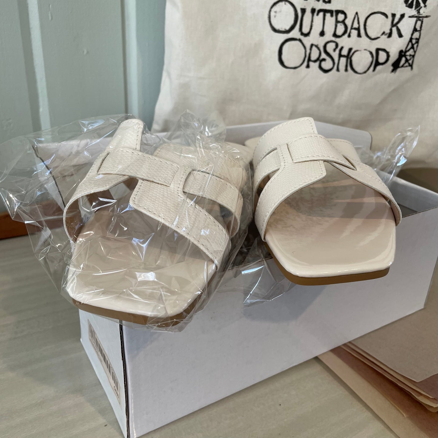 (40) BNWT White Square Toe Flats