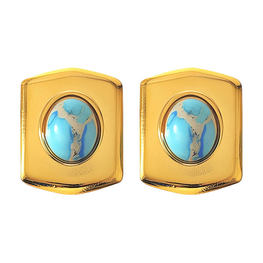 'Open Range' Earrings, 18K Gold Plated Steel