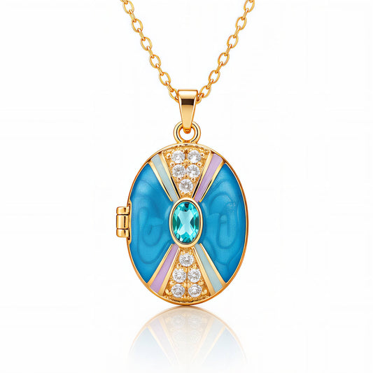 'Coolibah' Locket Necklace, 18K Gold Plated Steel