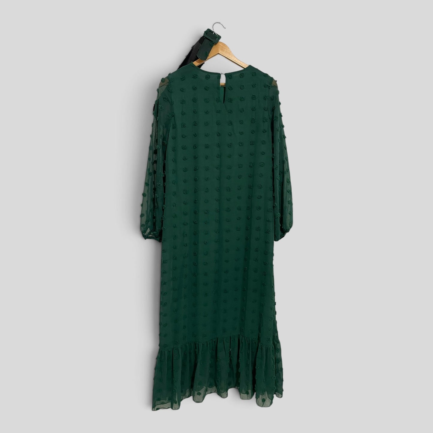 (S) Shein | Green Textured Dress w Belt