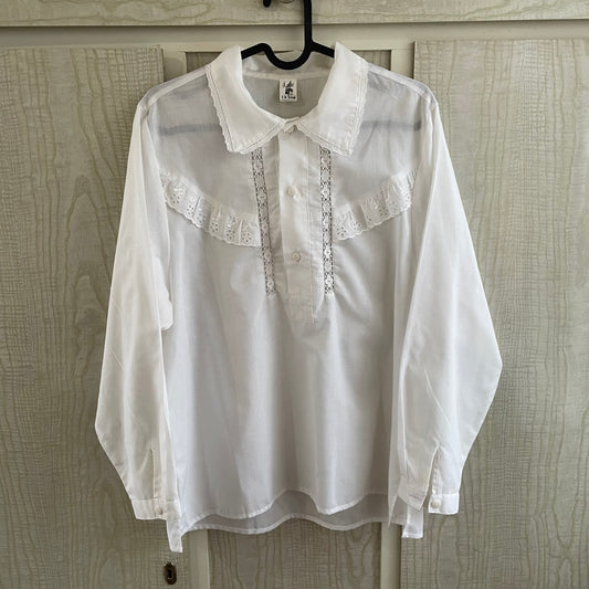 (10/12) White Blouse. LS. Cotton