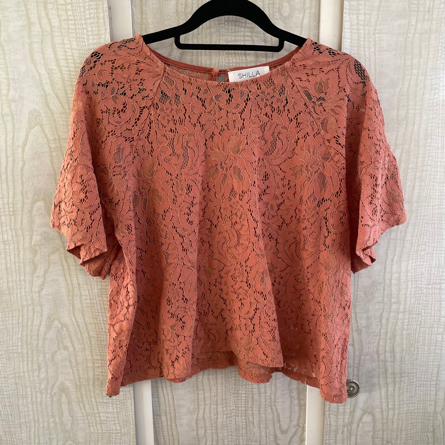 (M) Shilla Brown Lace Blouse