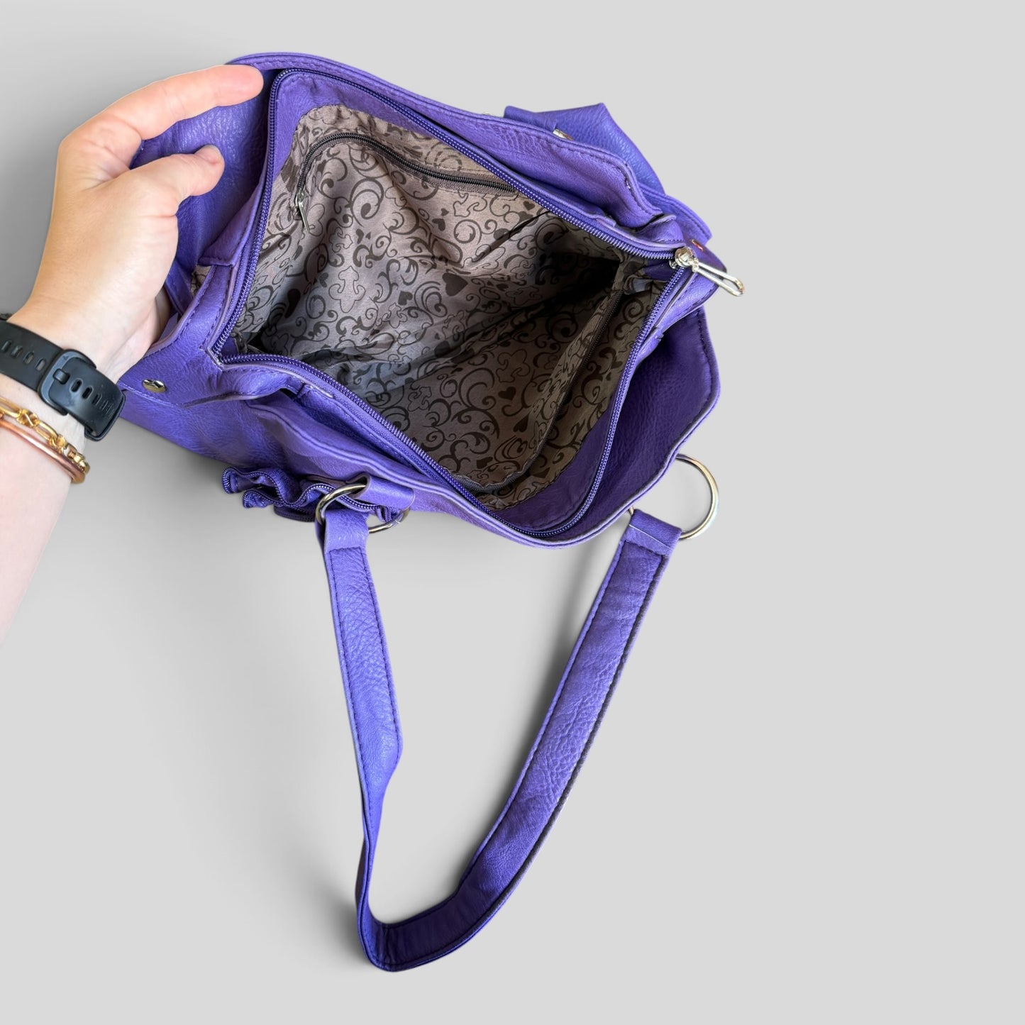 Handbag | Purple Zip Flower