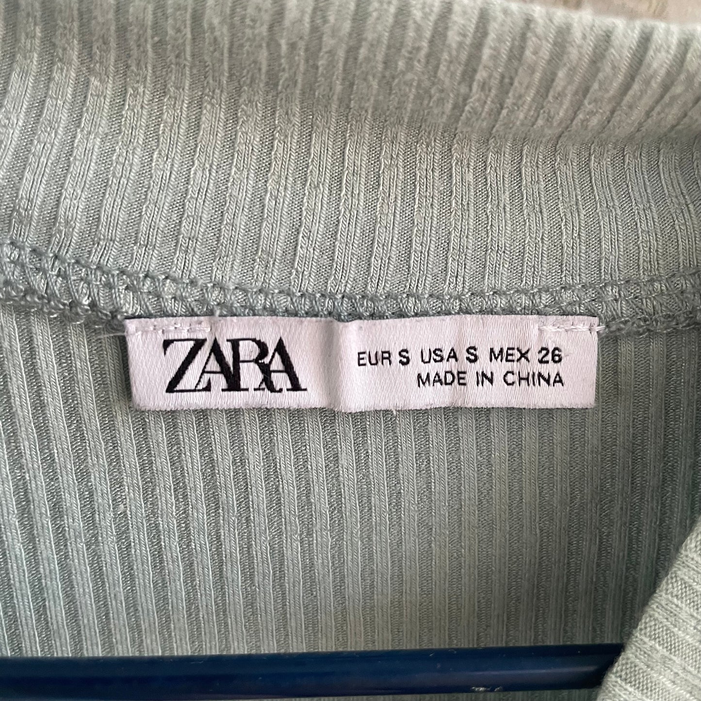 (S) Zara light green ribbed tee