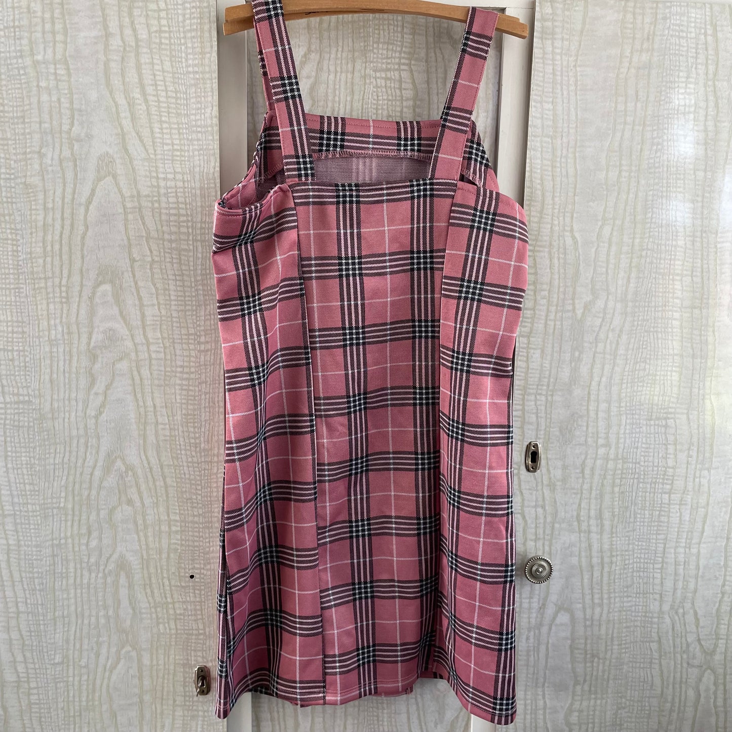 (12) Mini Mango Pink Punk Plaid Dress