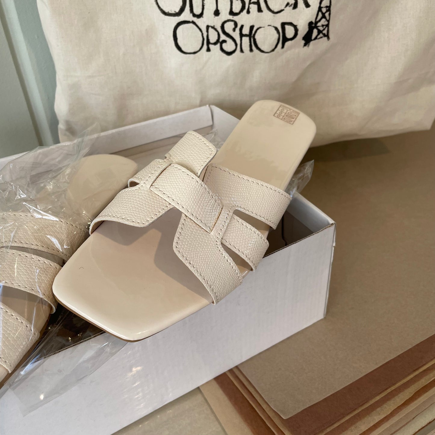 (40) BNWT White Square Toe Flats