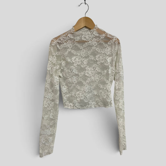 (XS) Shein | White Lace LS Shirt