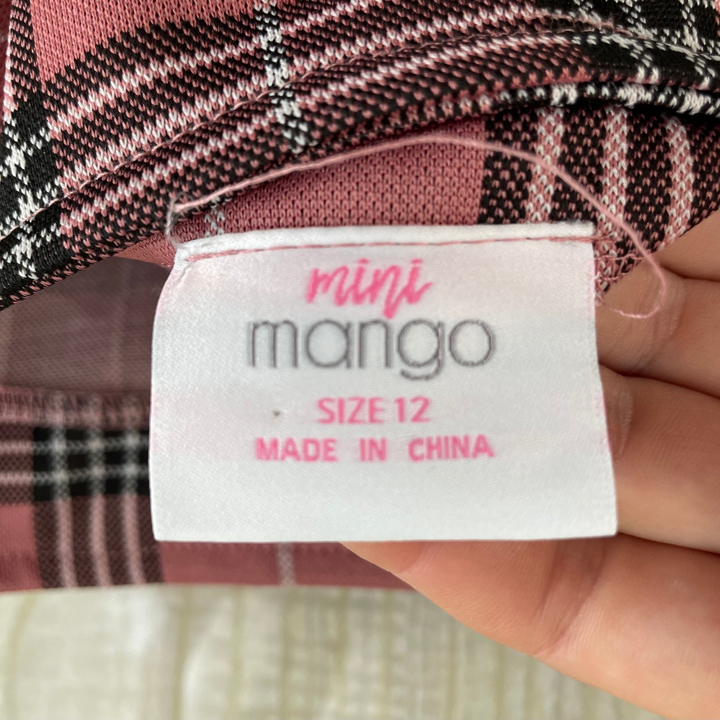 (12) Mini Mango Pink Punk Plaid Dress