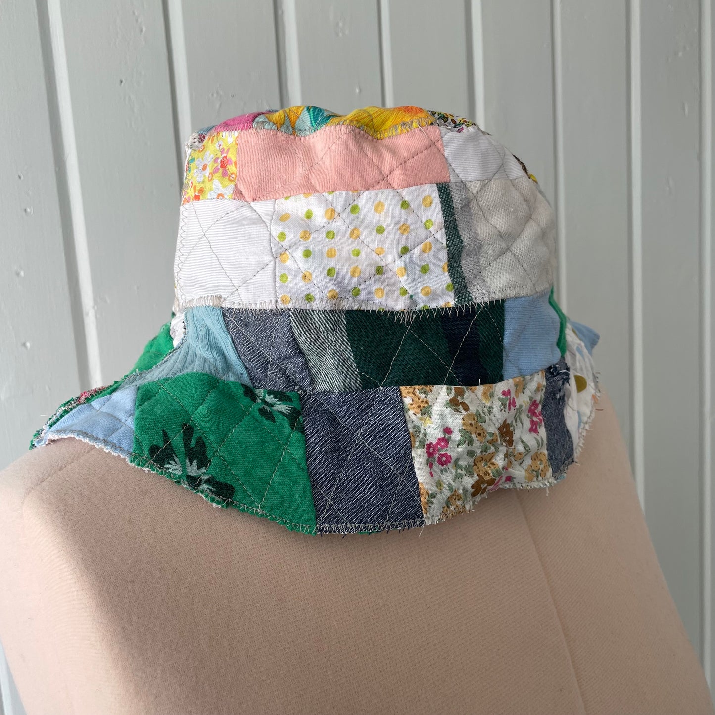 Adults Recycled Reversible Patchwork Bucket Hat