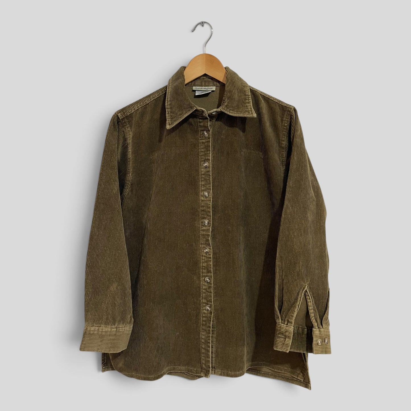 (10) Suzannegrae | Corduroy Olive LS Shirt