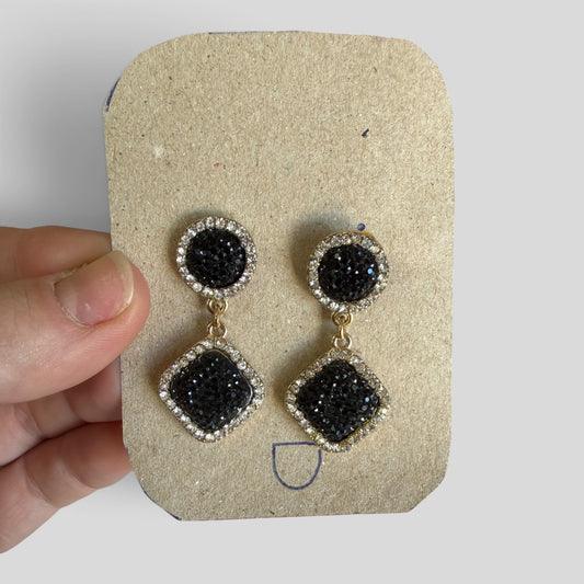 Earrings | Black Diamonte
