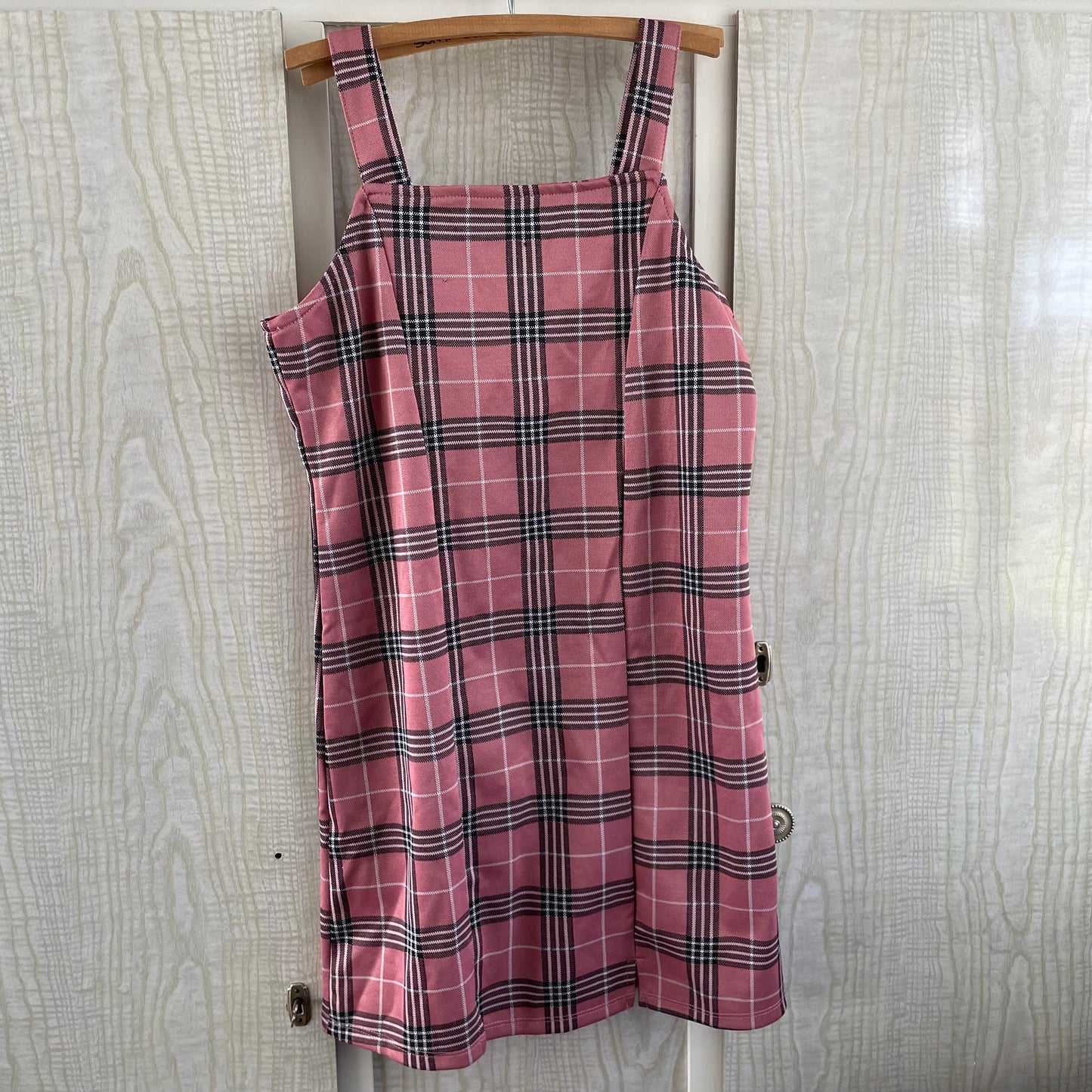 (12) Mini Mango Pink Punk Plaid Dress