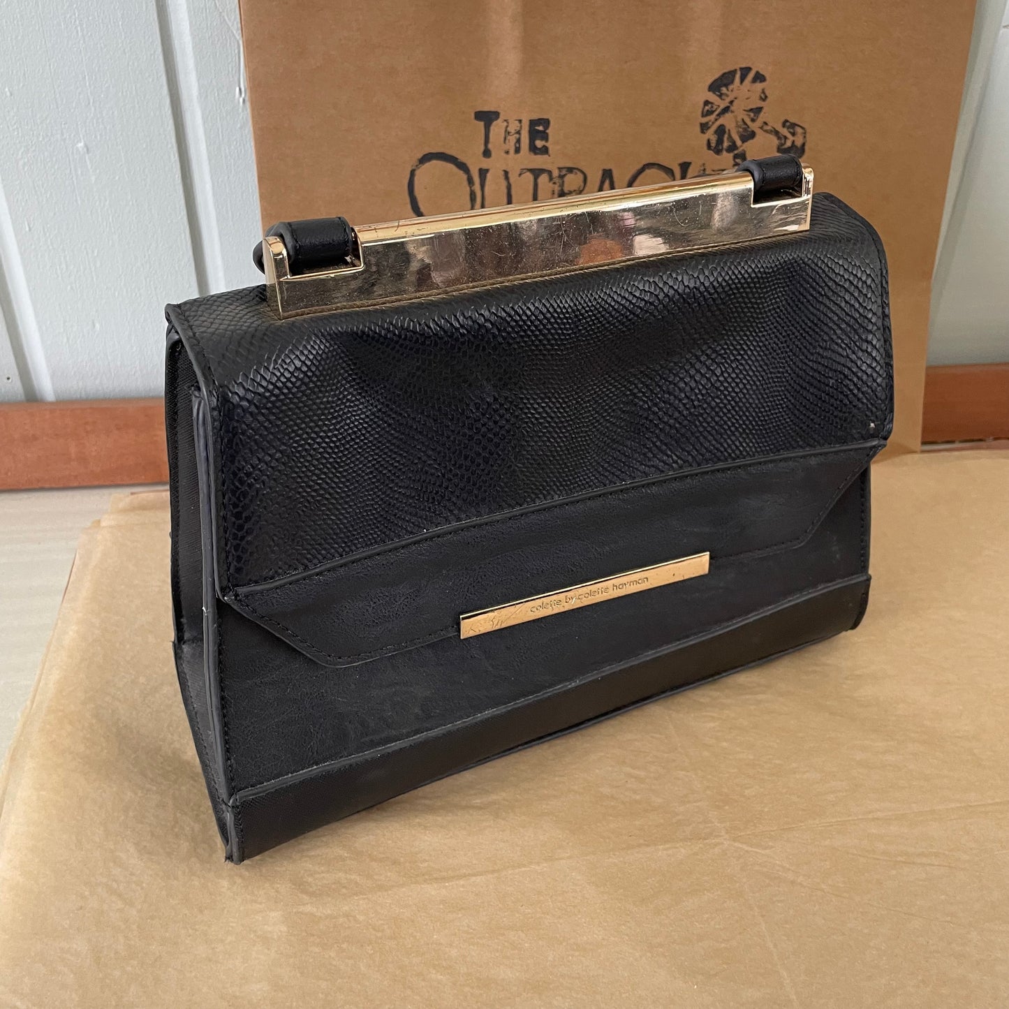 Black Handbag with Gold Trim. Collette Hayman