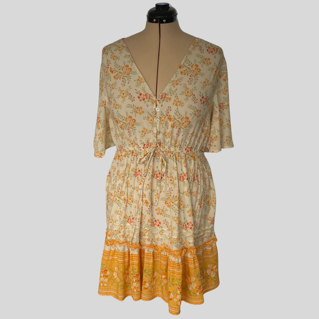 (10) Dreamcatcher Yellow Florals Sun Dress