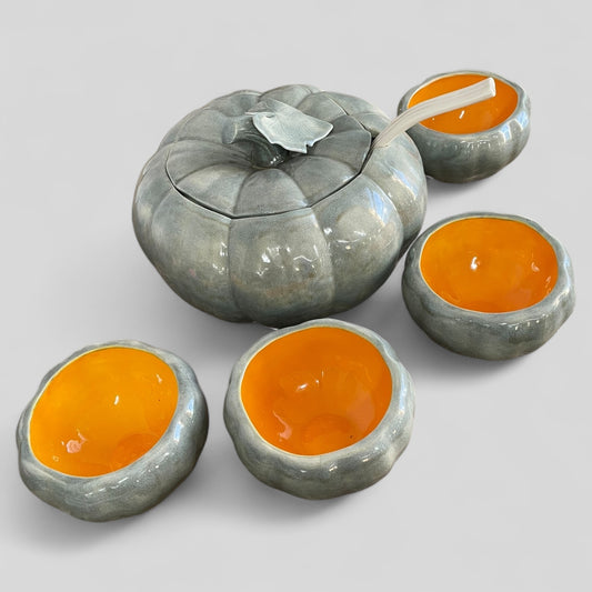 Ceramic Pumpkin Soup Bowl & Spoon Set
