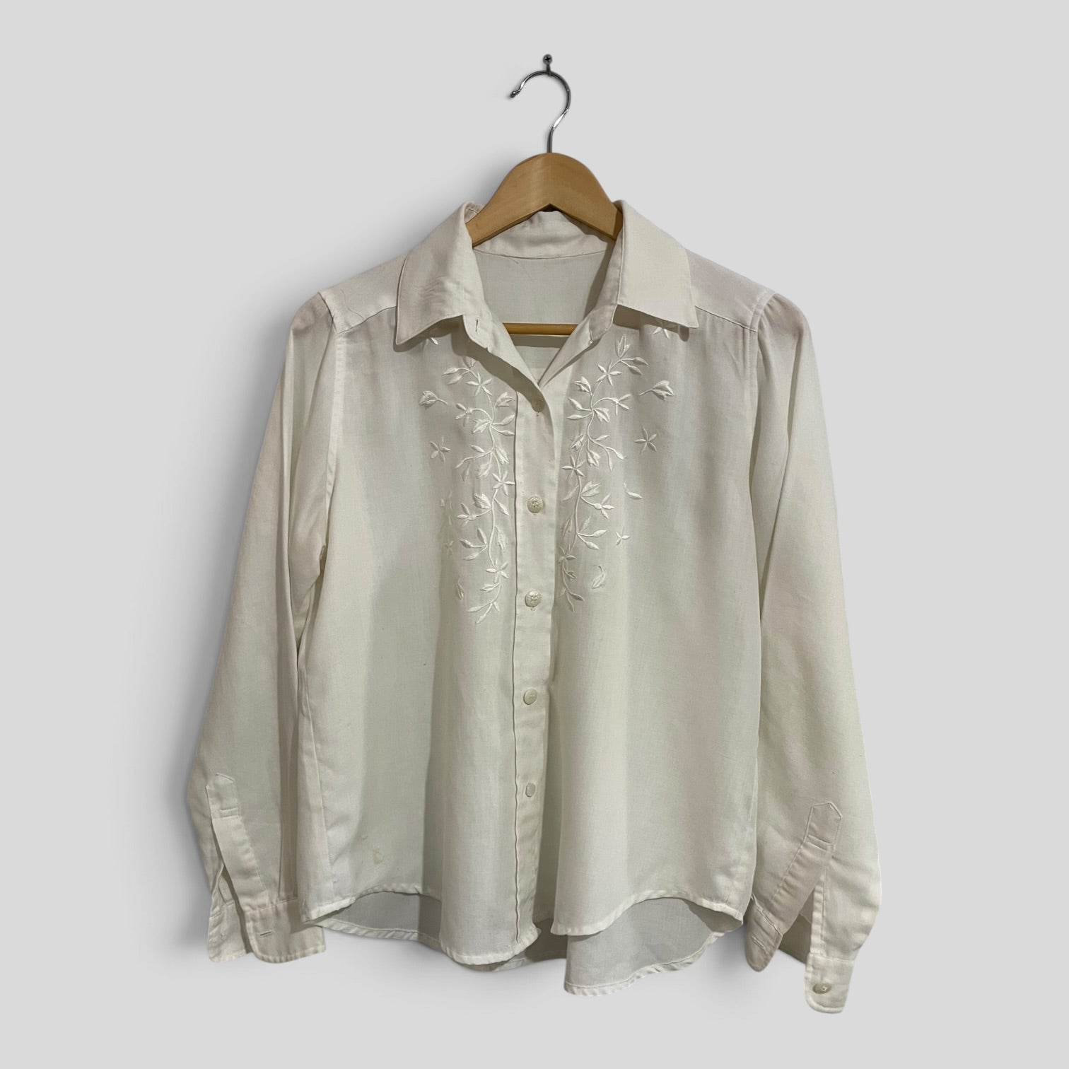 Image of (12) White Embroidered LS Blouse