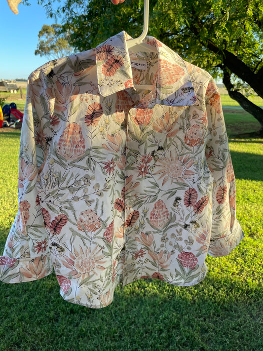 (3 kids) ♻️ Zero Waste Floral Workshirt {RECYCLED}