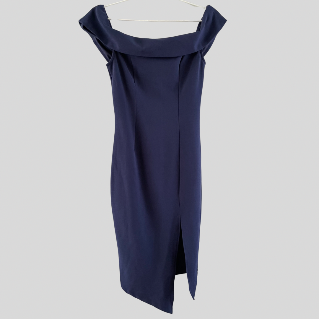 (10) Blossom Navy Off the Shoulder Dress