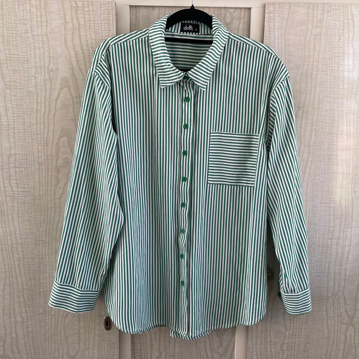 (12) L/S Green Striped Shirt