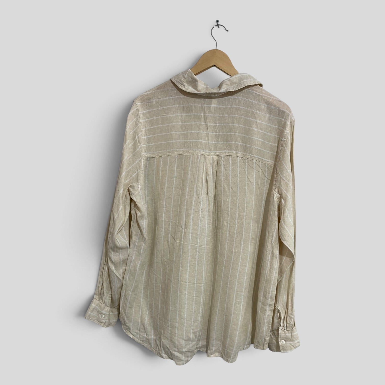 Image of (18) Avella | LS Striped Beige Blouse