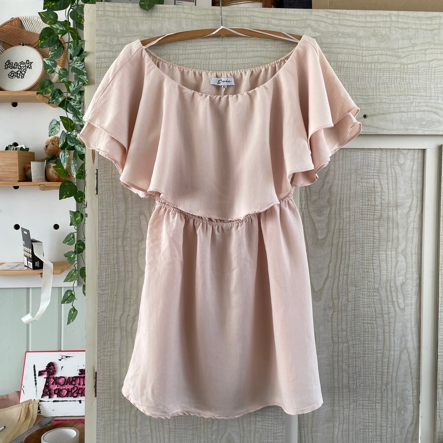 (10) Blush off the shoulder dress