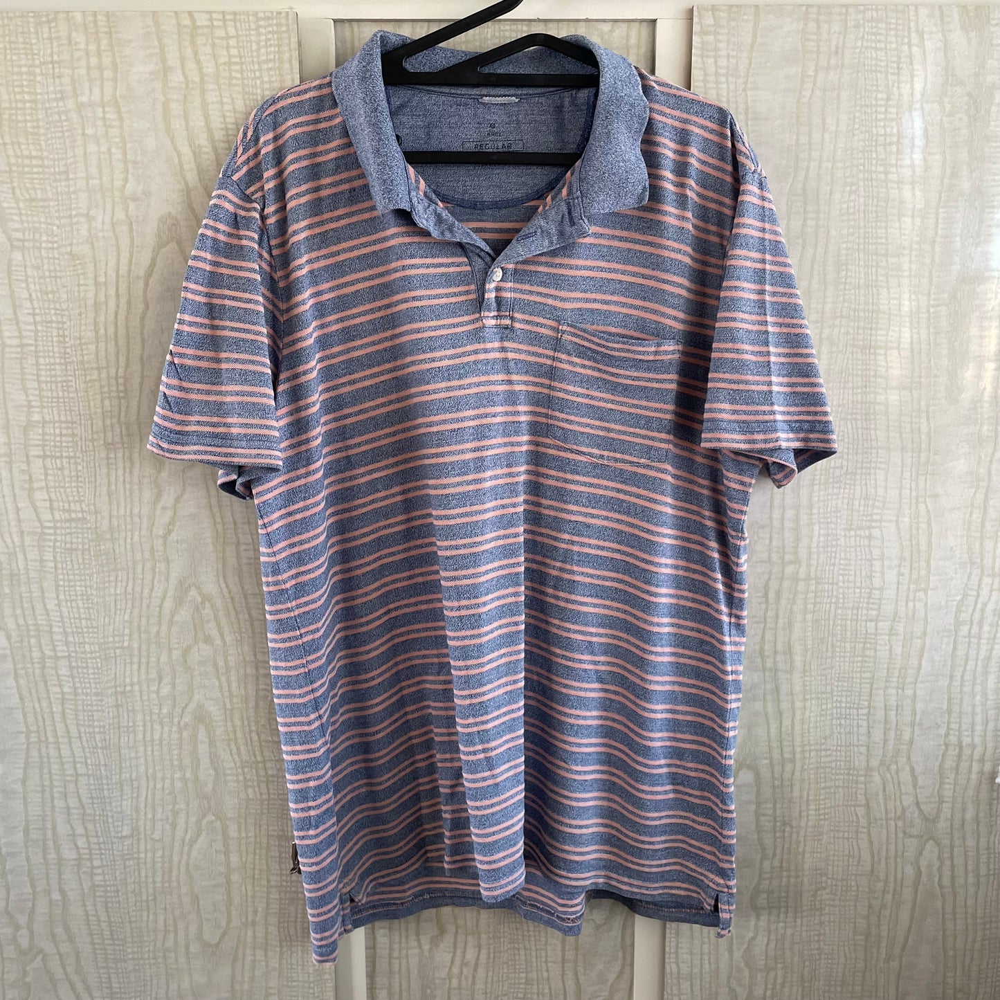 (L) Polo striped pink/grey