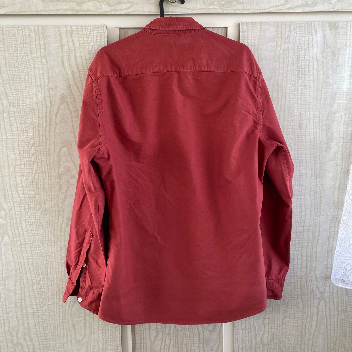 (M) Men's Medium Fit Rust Cotton L/S Shirt.