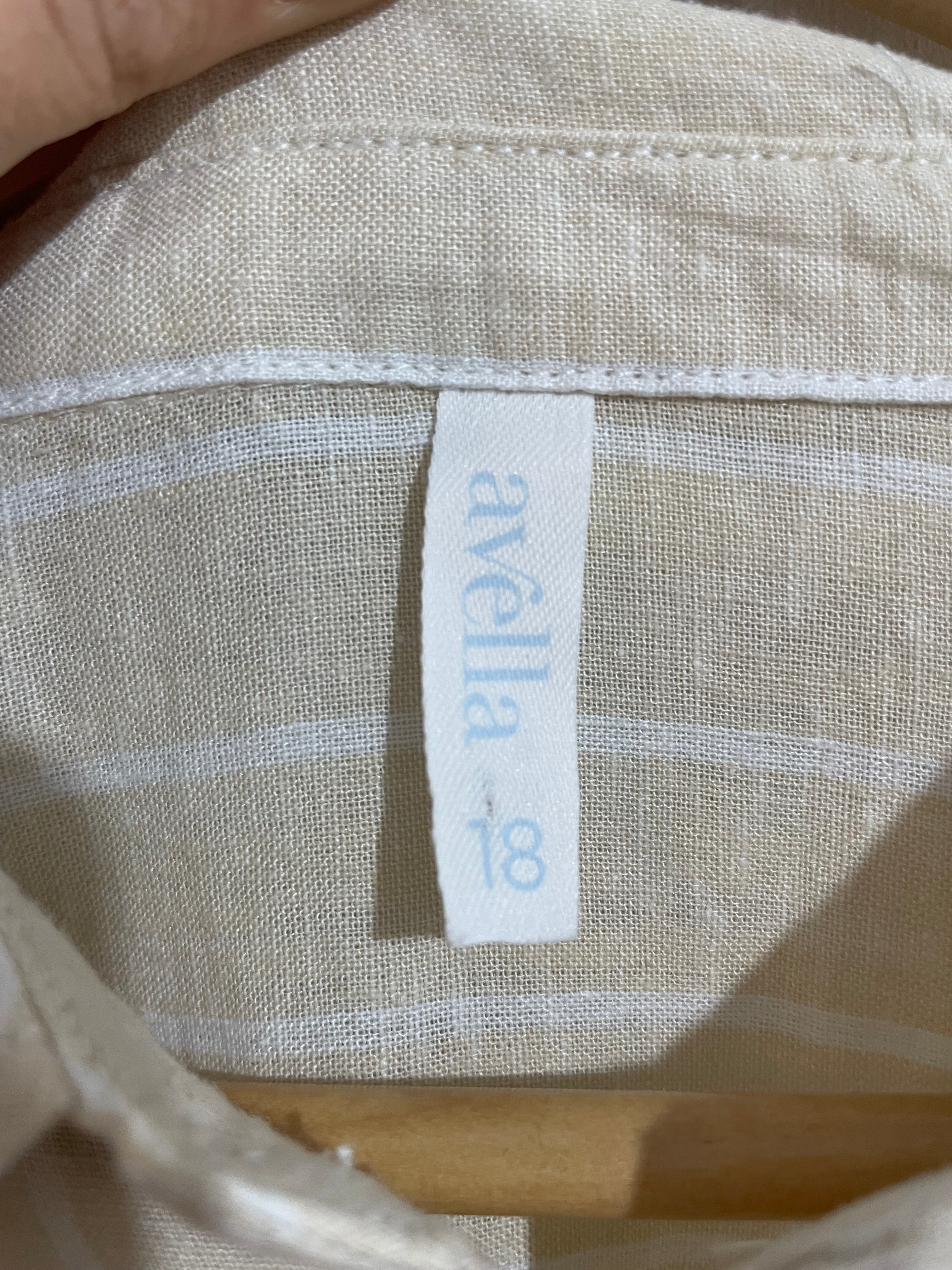 Image of (18) Avella | LS Striped Beige Blouse