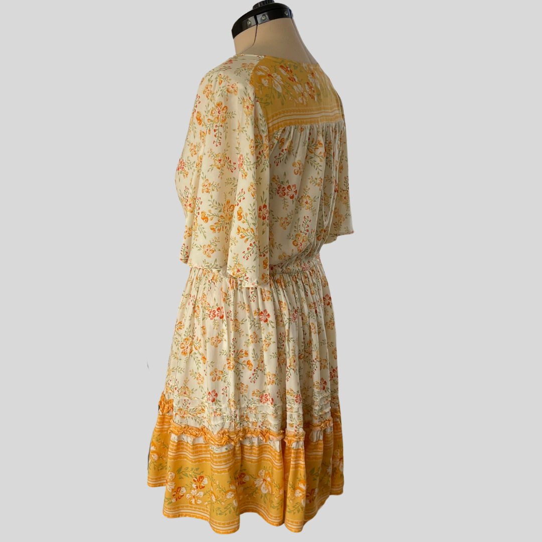 (10) Dreamcatcher Yellow Florals Sun Dress