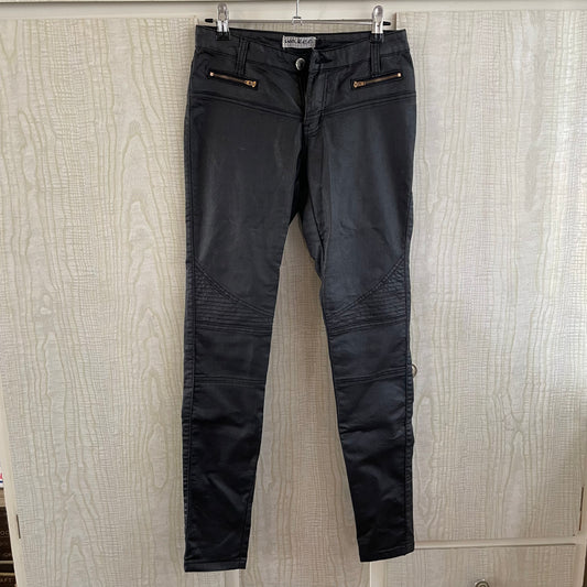 Wakee Stretch Skinny Jeans Leather Look Size 10