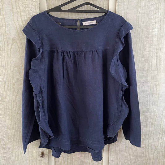 (M) Alessandra Linen Navy Shirt