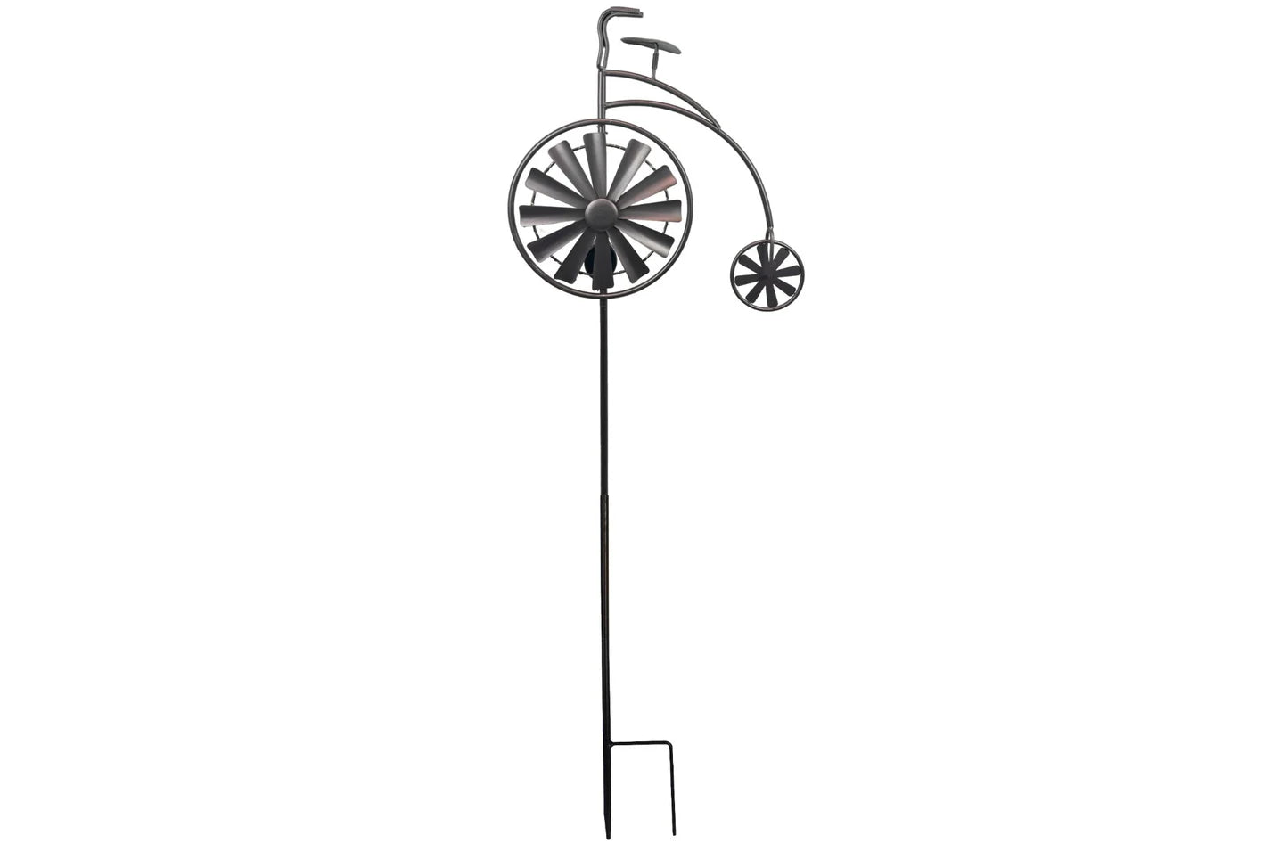 Metal Garden Stake Spinner Bike w/Solar Light 160x49cm