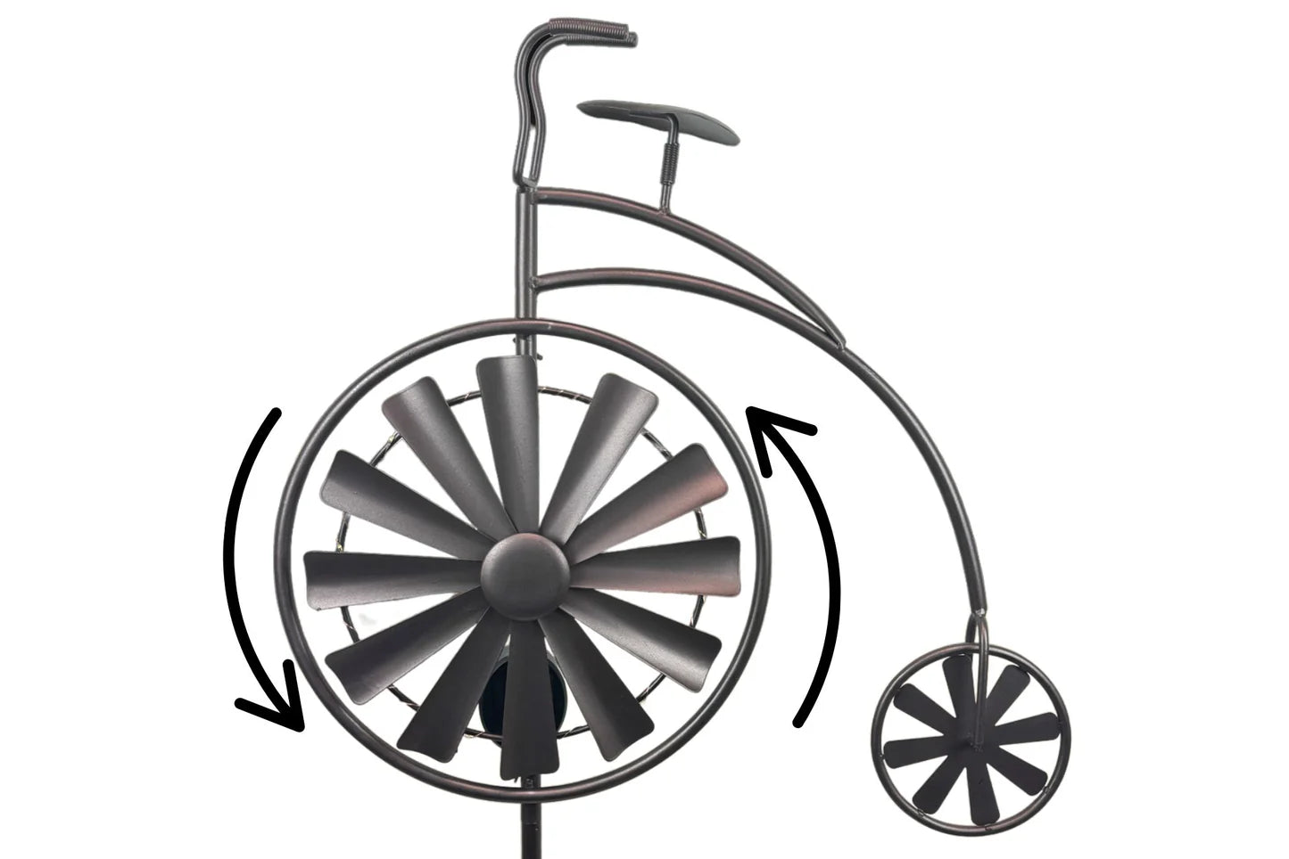 Metal Garden Stake Spinner Bike w/Solar Light 160x49cm