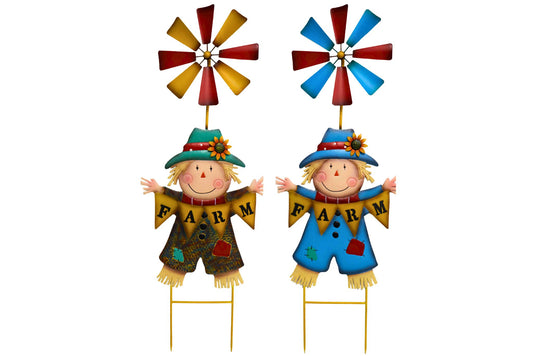 Metal Scarecrow w/Wind Spinner Garden Stake 128cm Ea Assorted