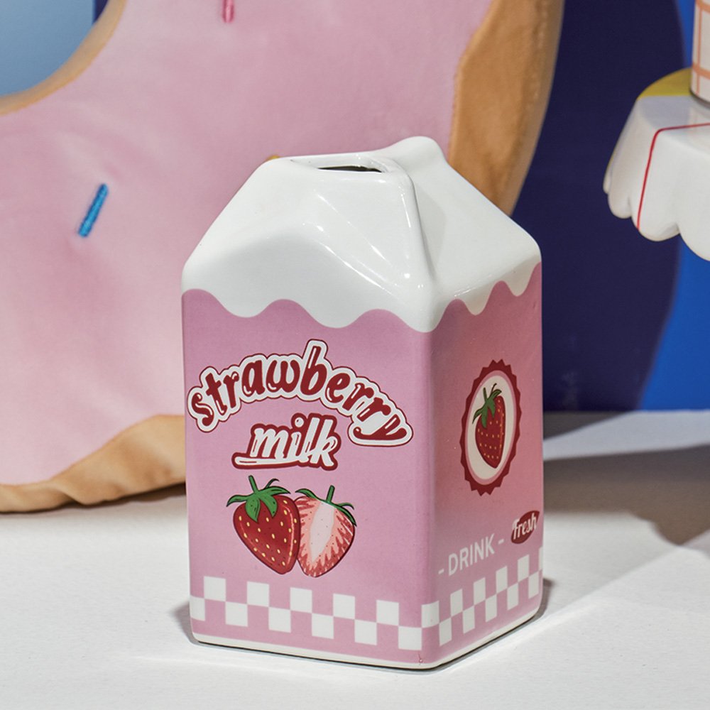 Image of Strawberry Milk Ceramic Flower Vase 14.5cm