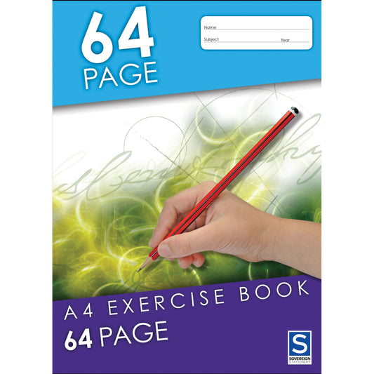 Sovereign Exercise Book A4 8mm Ruled 64 Page Each