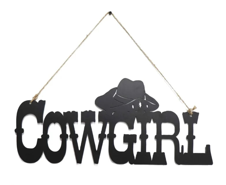 Image of Cowgirl Metal Hanging Sign 50x21cm