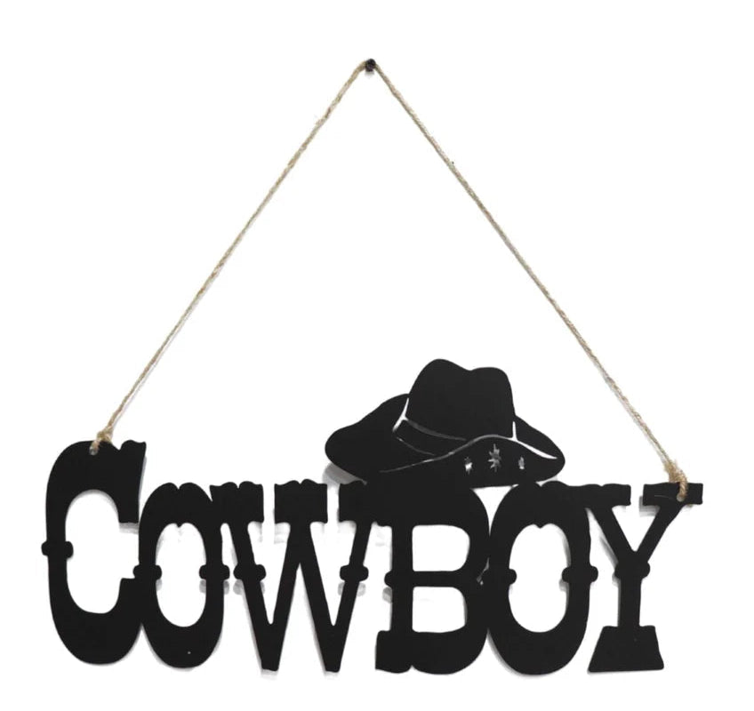 Image of Cowboy Metal Hanging Sign 50x21cm