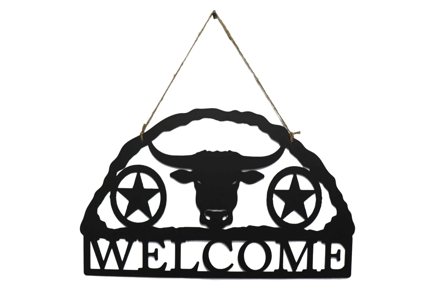 Image of Bull Welcome 57x35cm Metal Hanging Sign