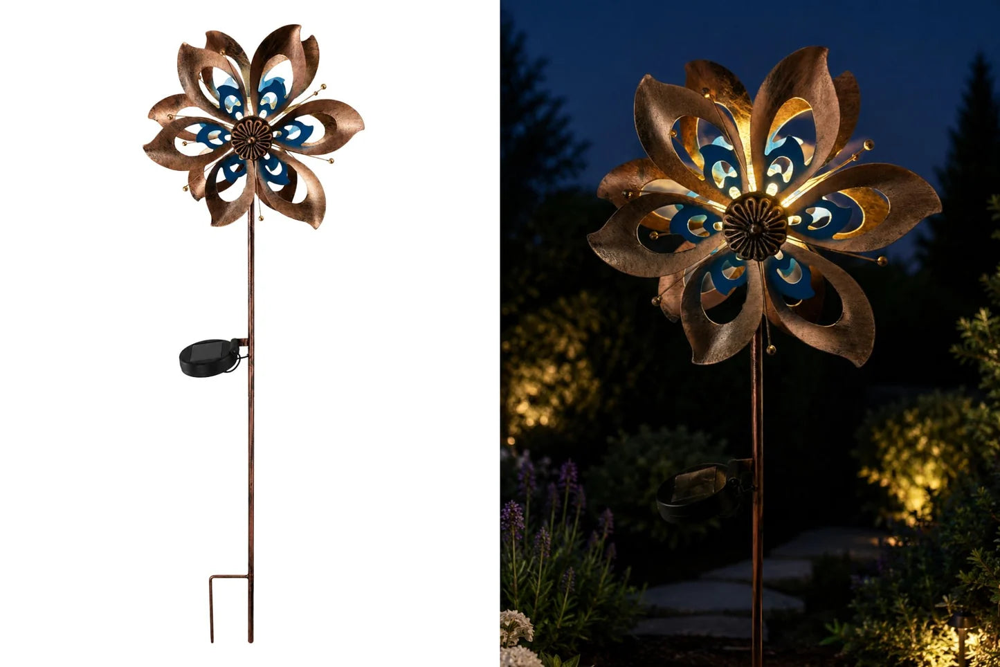 Image of Blue Copper w/Solar Light Wind Spinner