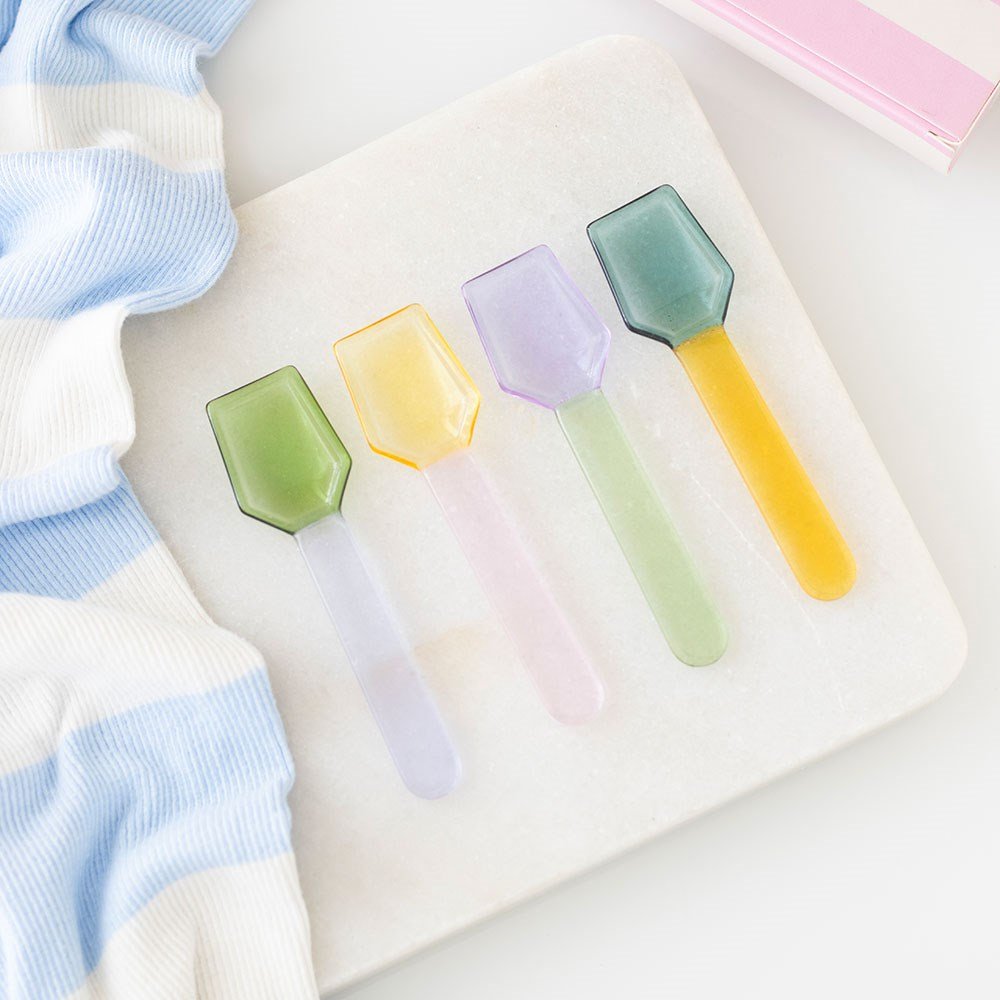 Pastel Glass Set of 4 Dessert Spoons