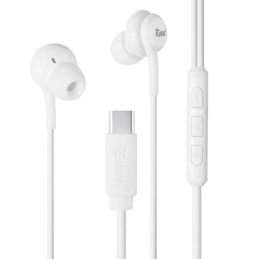 iGear | EARPHONE WITH USB TYPE C &  MIC / VOLUME CONTROL - WHITE