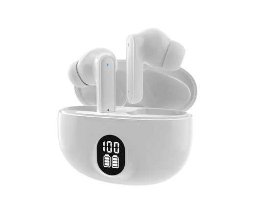 iGear | EARBUDS WIRELESS WITH DISPLAY & CHARGING CASE ENC + ANC - WHITE