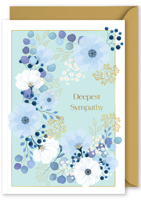 Sympathy Card | “Deepest Sympathy” Blue Floral wreath