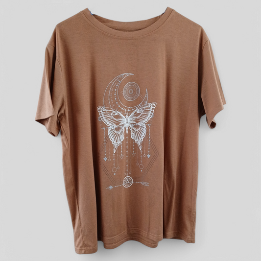 (XL) Shein | Beige Butterfly Tee