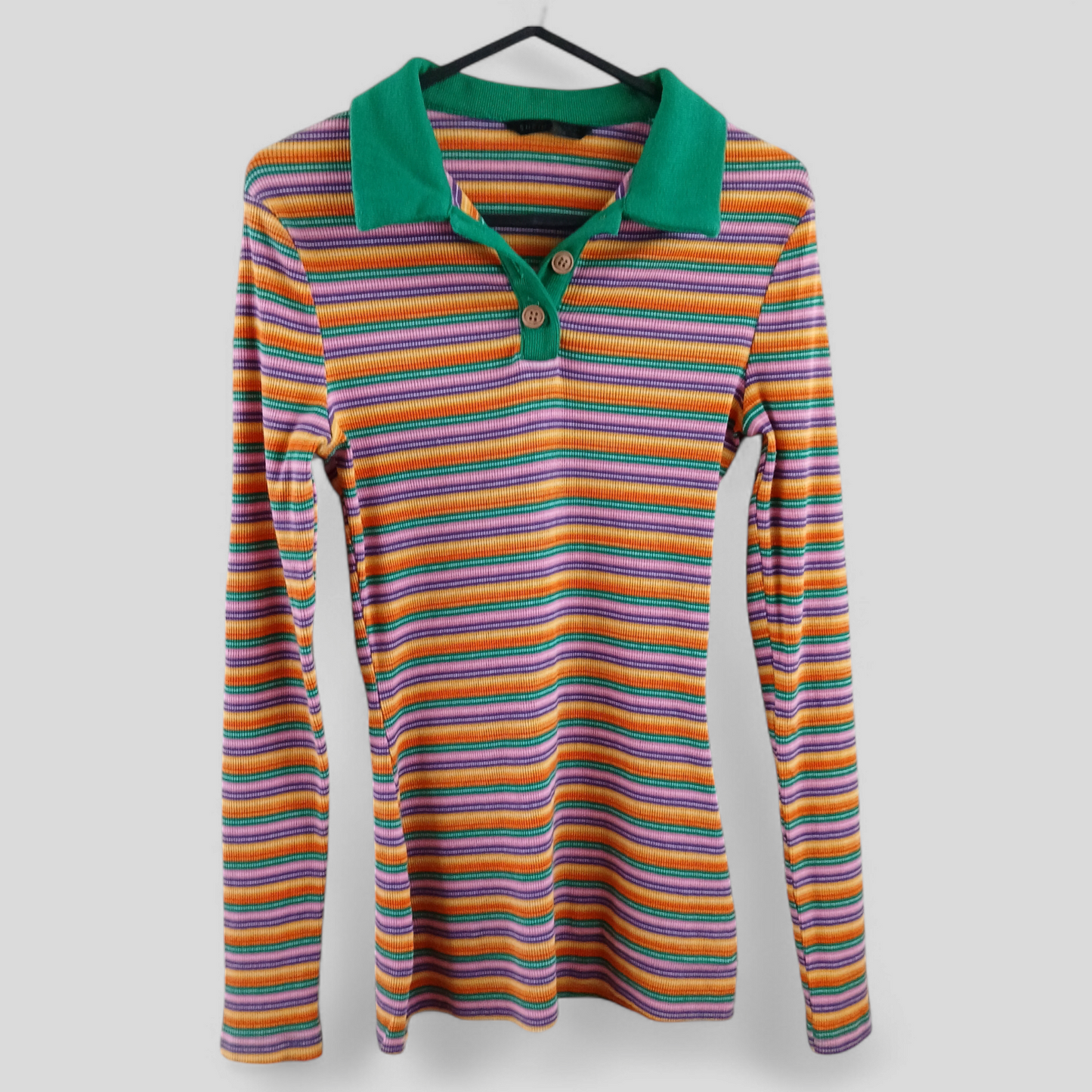 (S) Shein | L/S Colourful Striped Collared Shirt