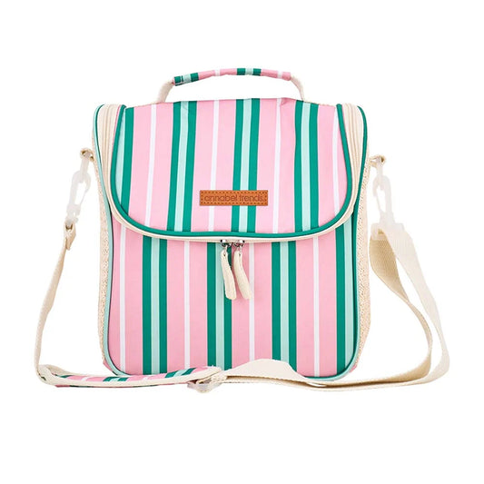 Picnic Lunch Bag - Pink and Green Stripe