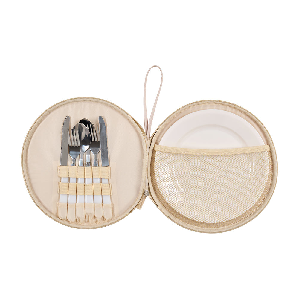 Image of Picnic Round Plate Set - Trailing Natives Tan
