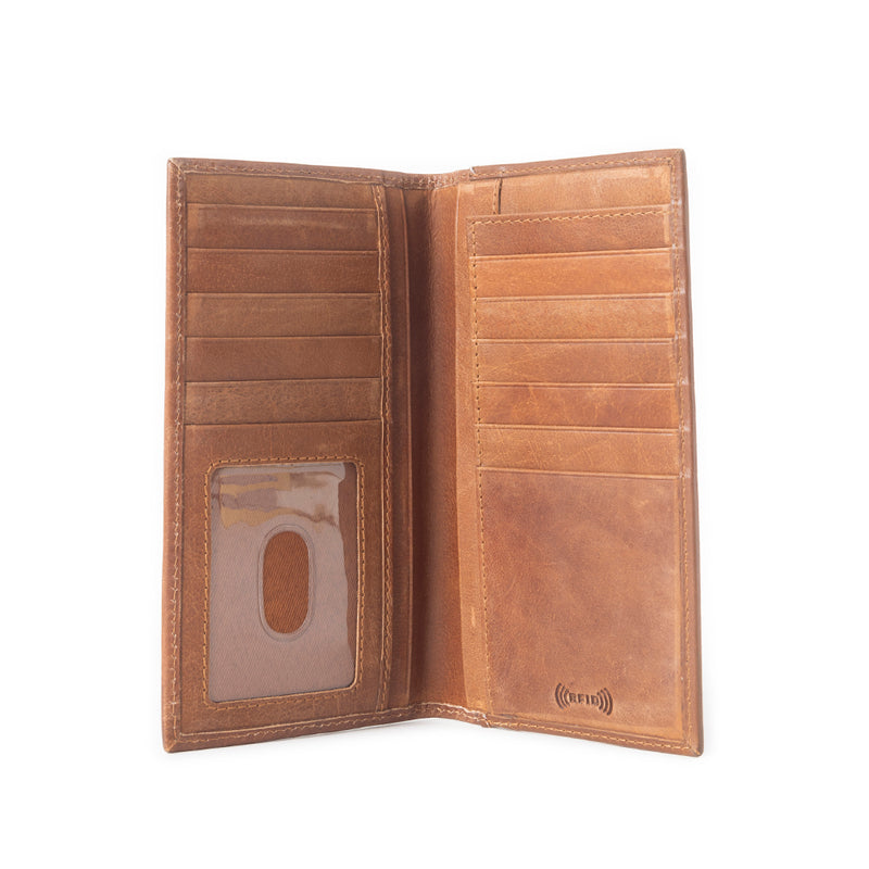 Image of Crest Ridge Handtooled Leather Wallet in Copper Tan